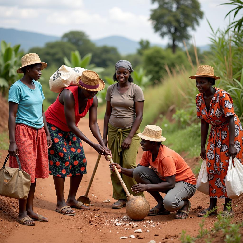 African Women Working on a Water Project