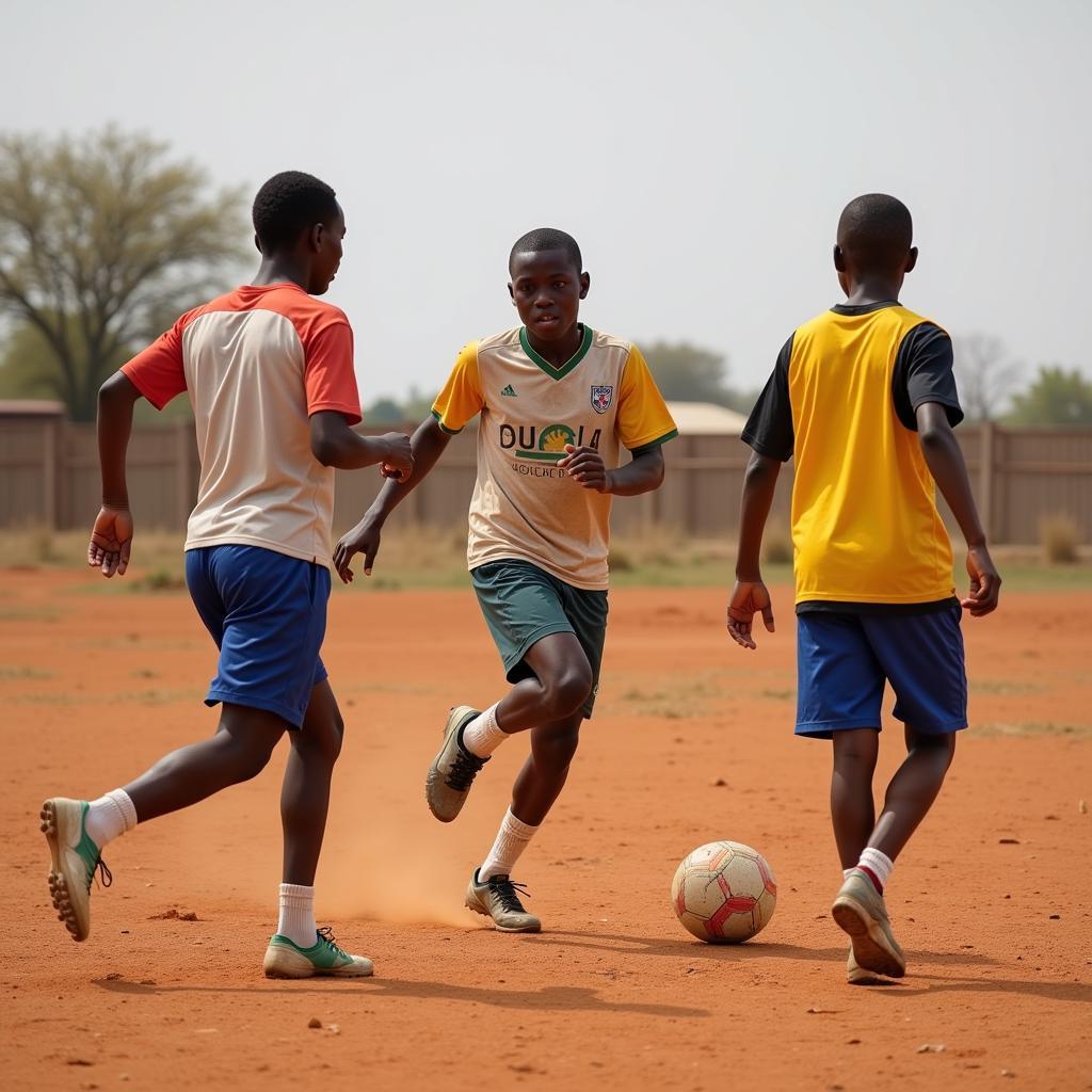 Young African Football Players Training