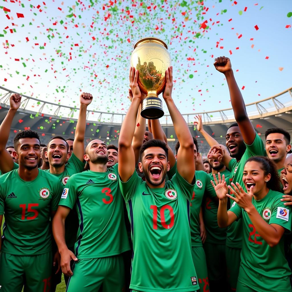 Algeria celebrating their AFCON 2019 win