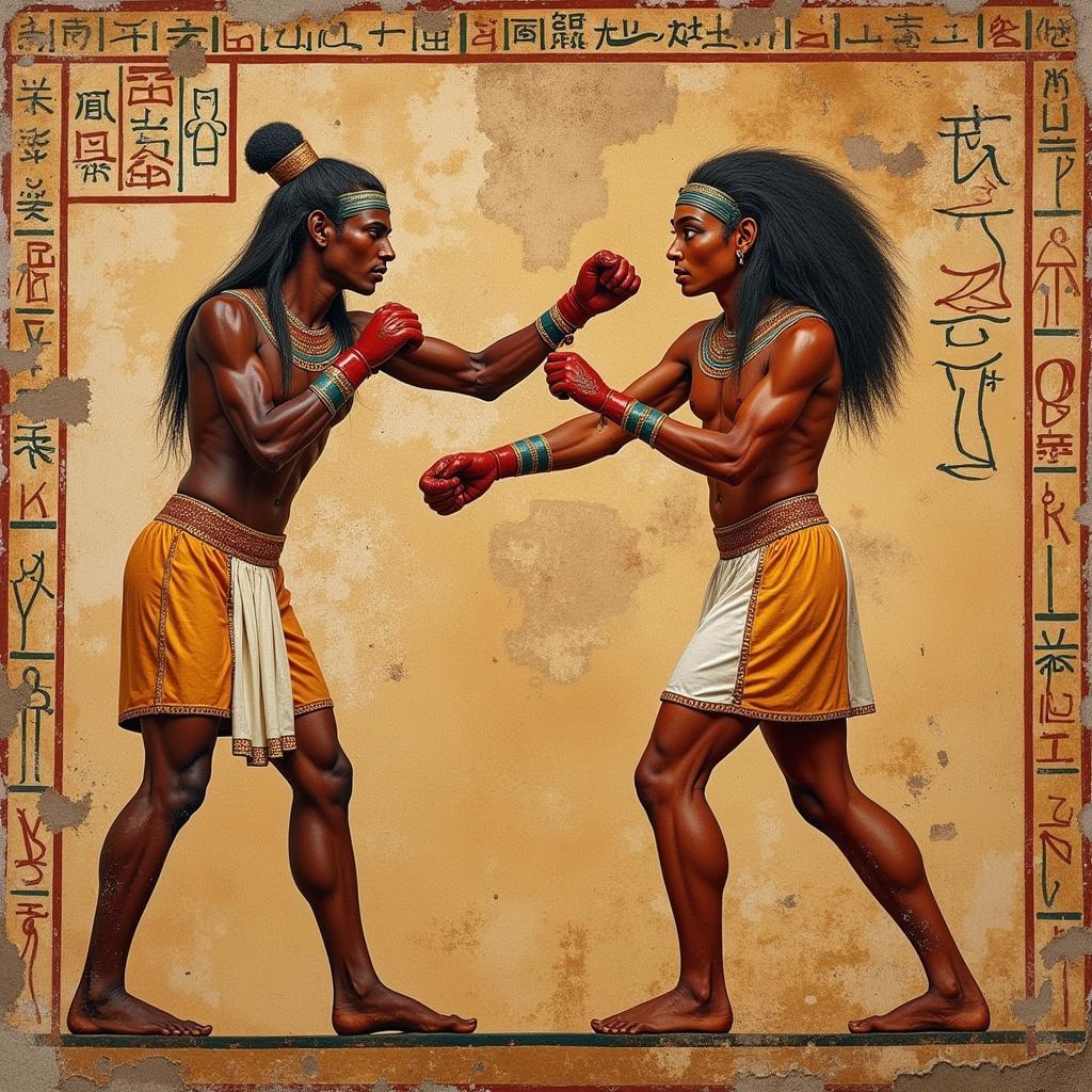 Ancient Egyptian boxing depictions on tomb walls