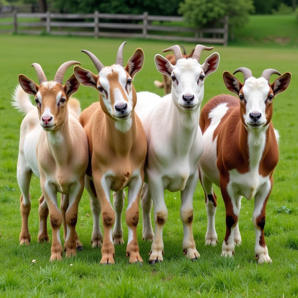 Boer goats grazing peacefully in a pasture