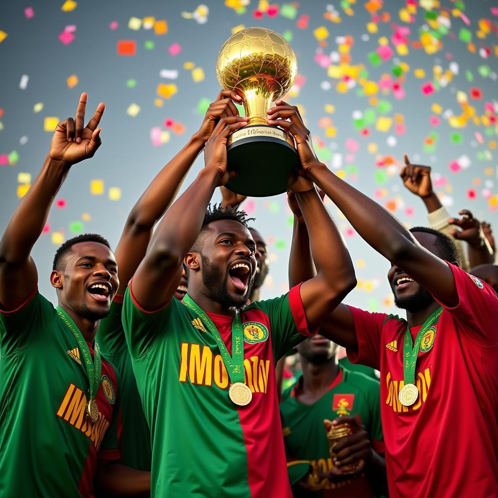 Cameroon celebrates their victory in the 2018 AFCON Final