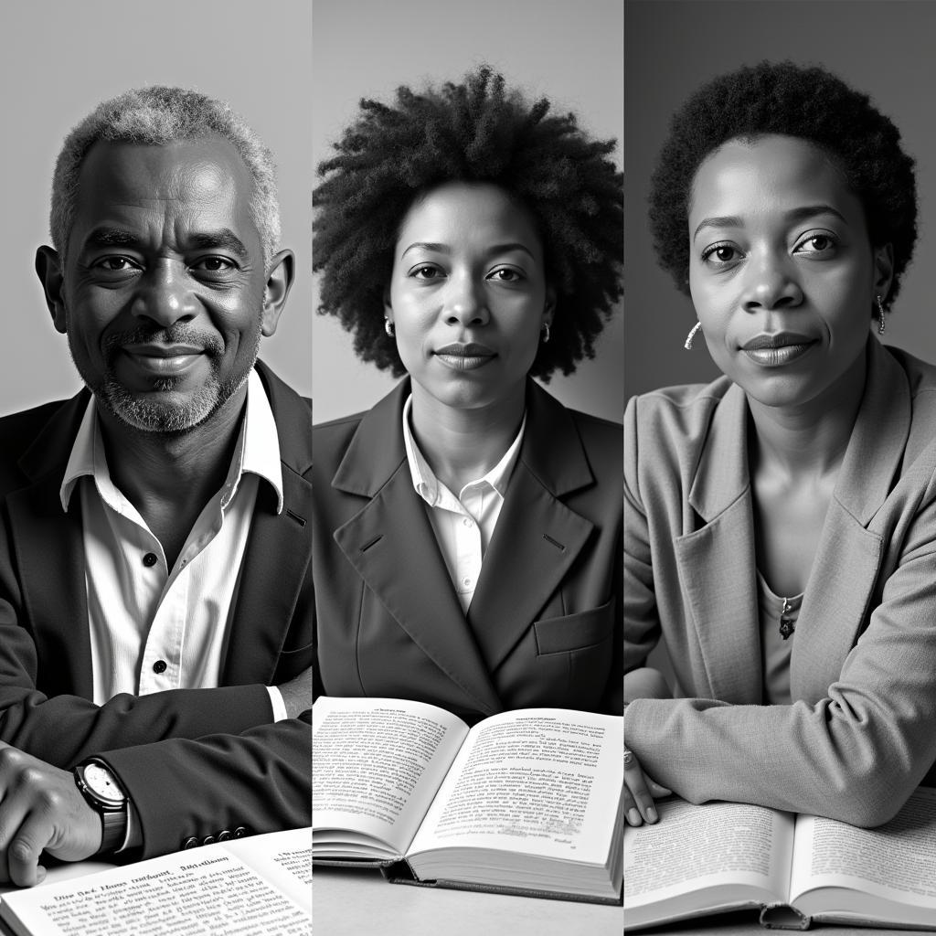 Portraits of renowned Caribbean authors and poets.