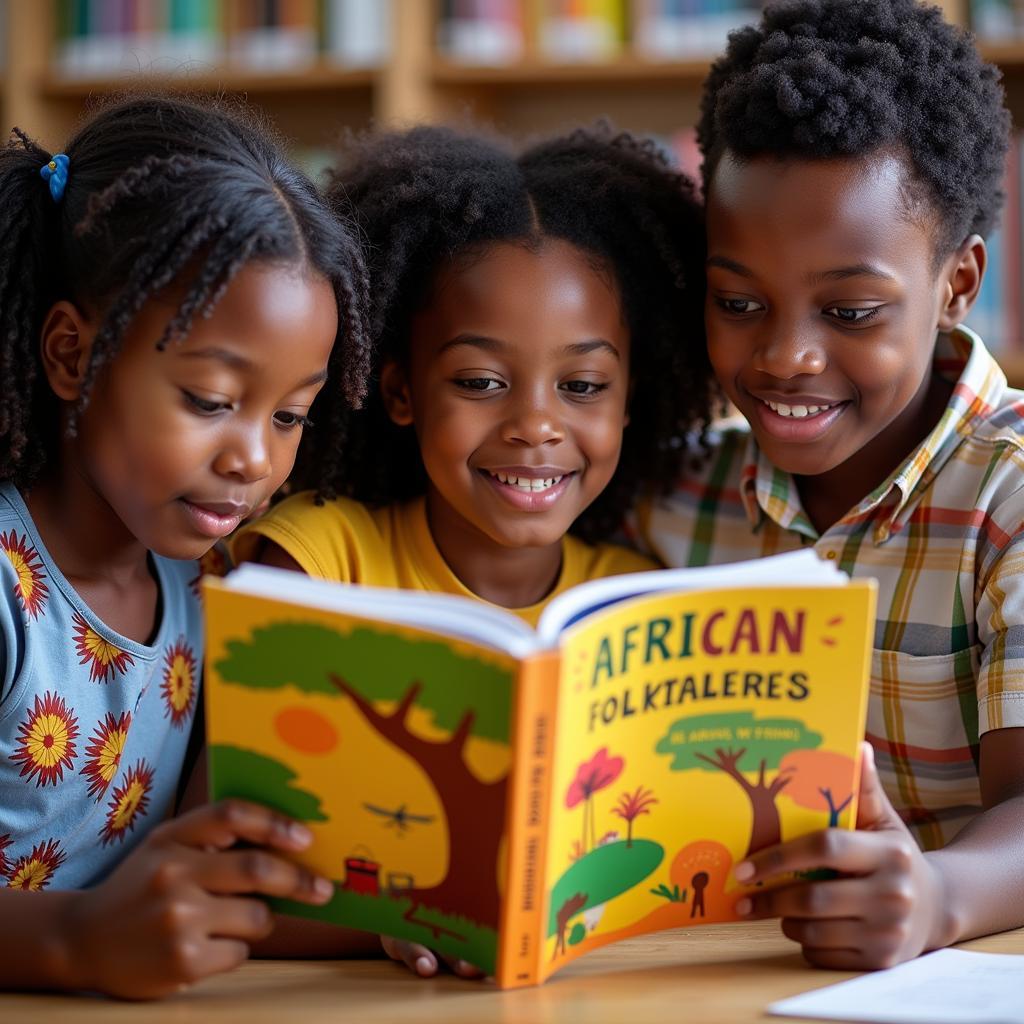 Children reading an African Folktale book