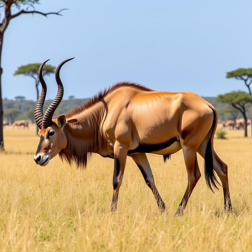 Common Eland Grazing in the Savannah