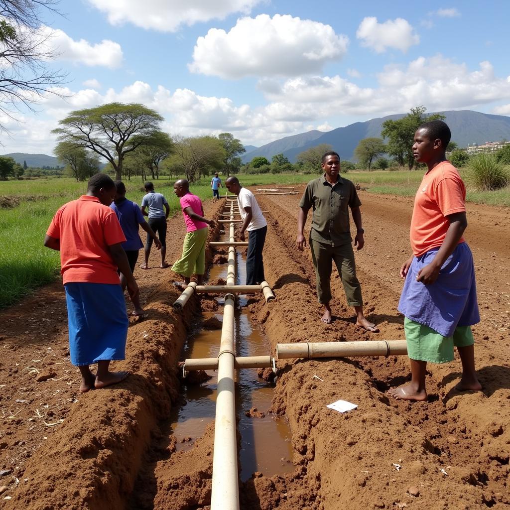 Community Members Working Together on a Development Project