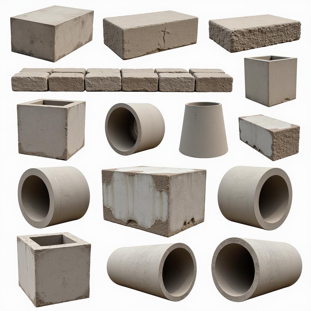 Variety of concrete products available in African markets