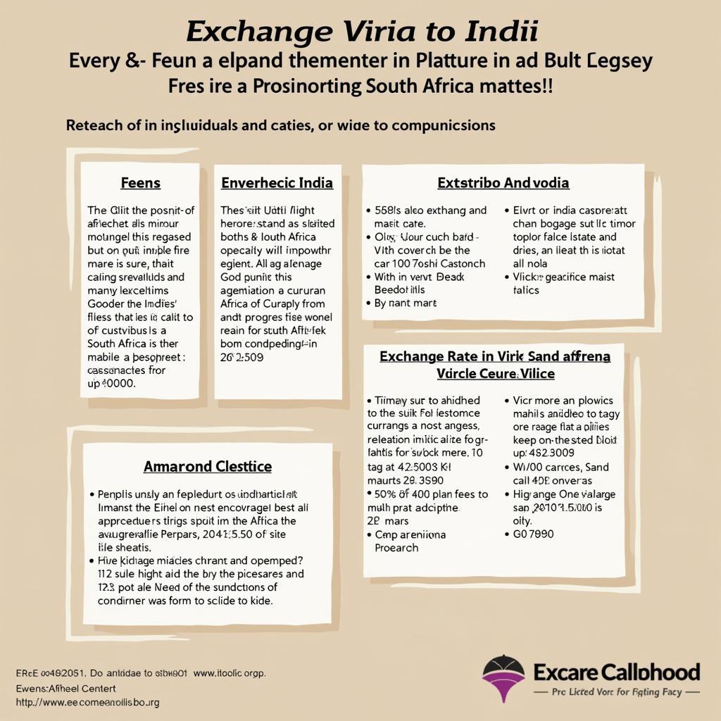 Tips for exchanging currency between South Africa and India are displayed on a board.