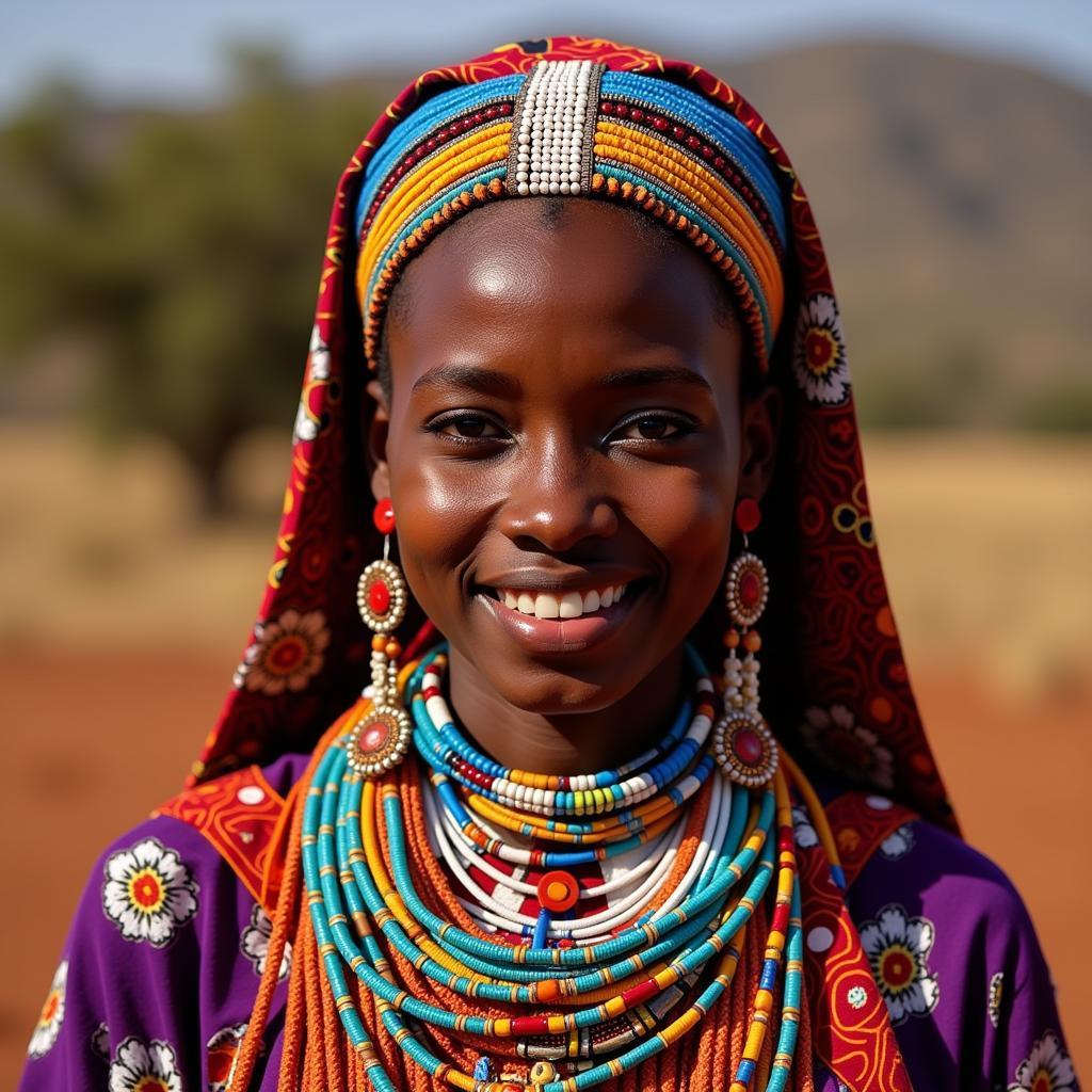 East African Maasai Bride in Ceremonial Dress