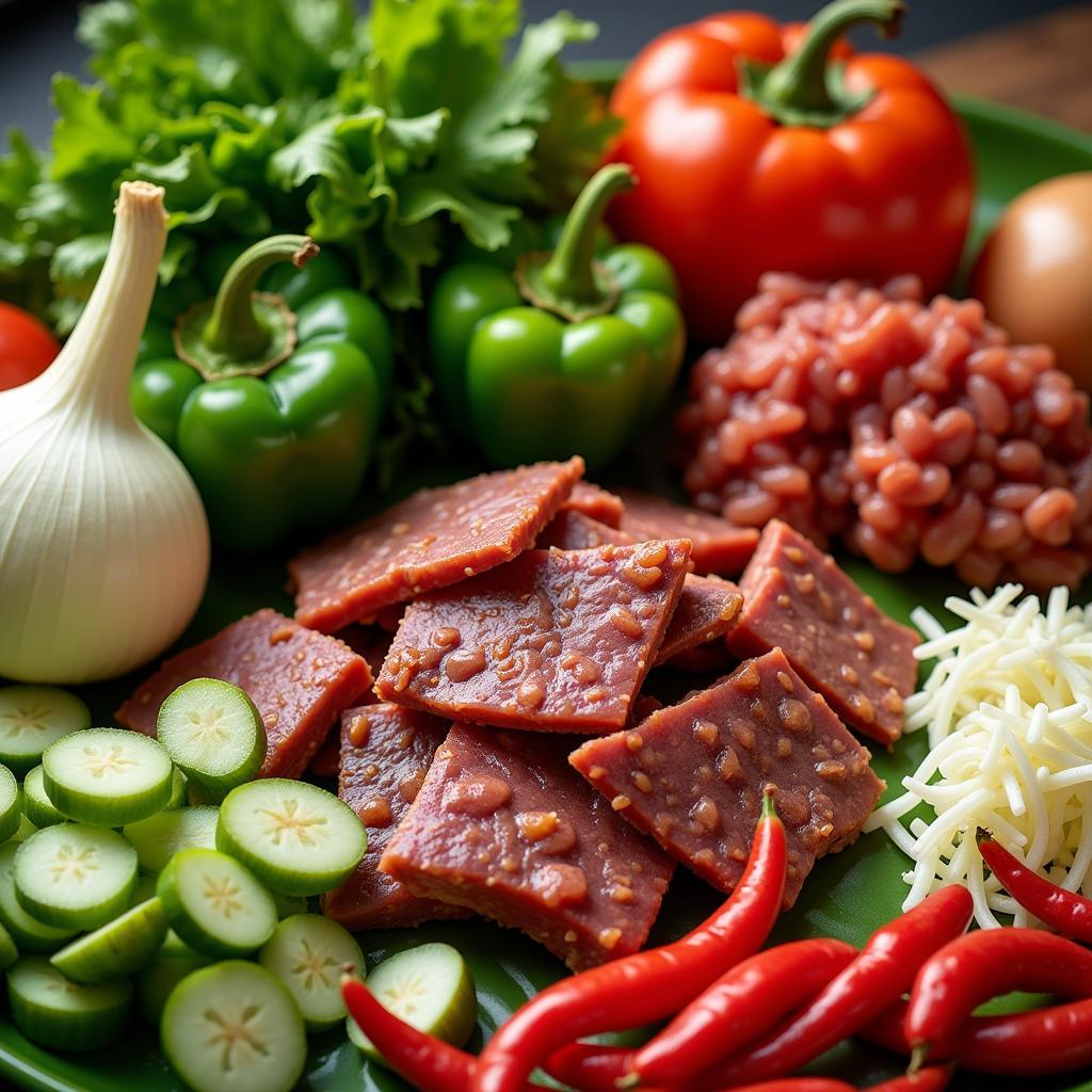 Close-up of Efo Riro ingredients