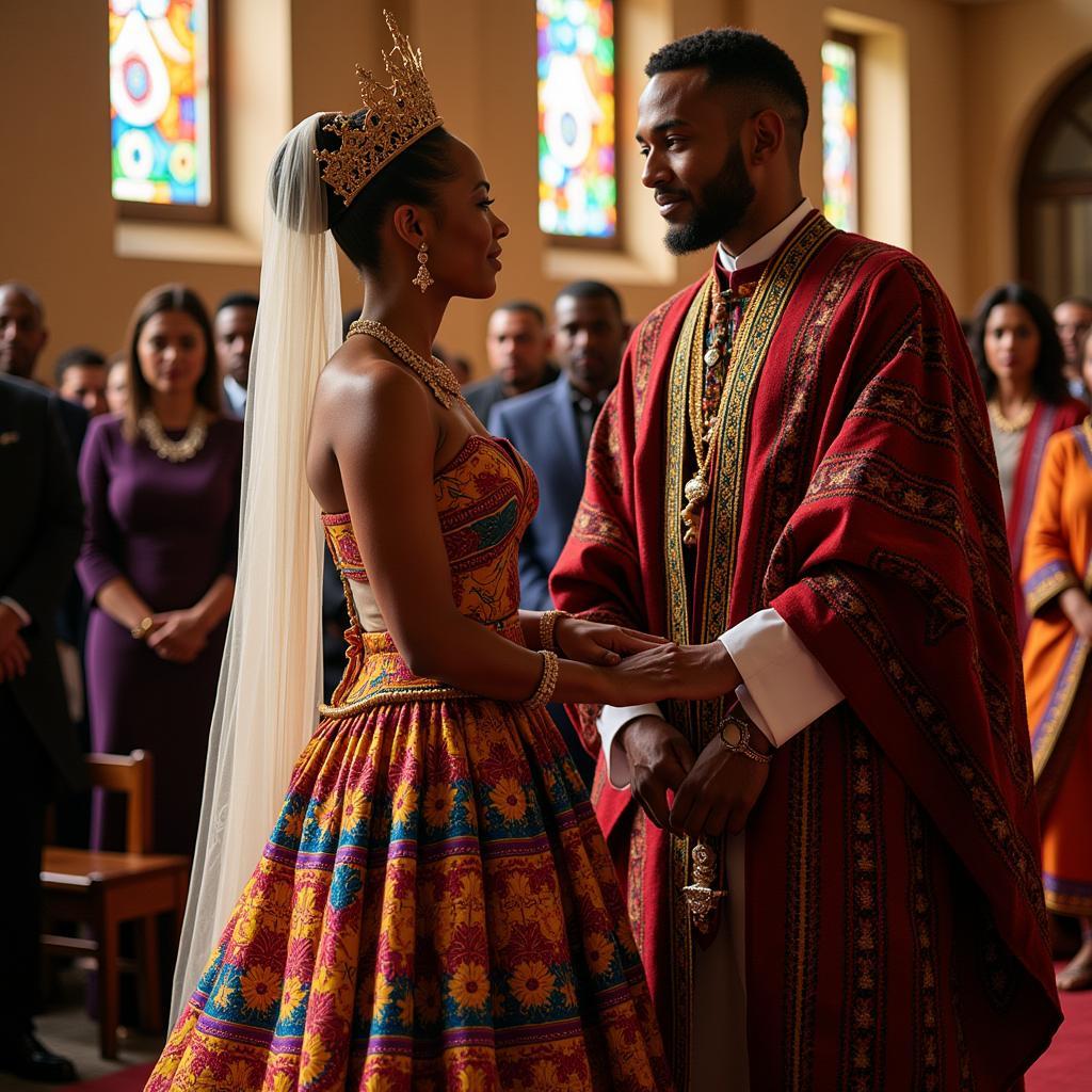 Ethiopian Christian Wedding Ceremony with Bride and Groom in Traditional Attire