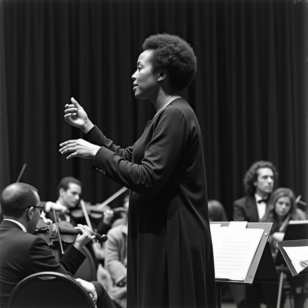 Florence Price conducting an orchestra