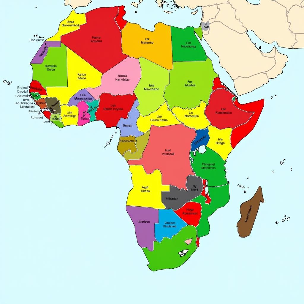 Map of African Countries with French Names