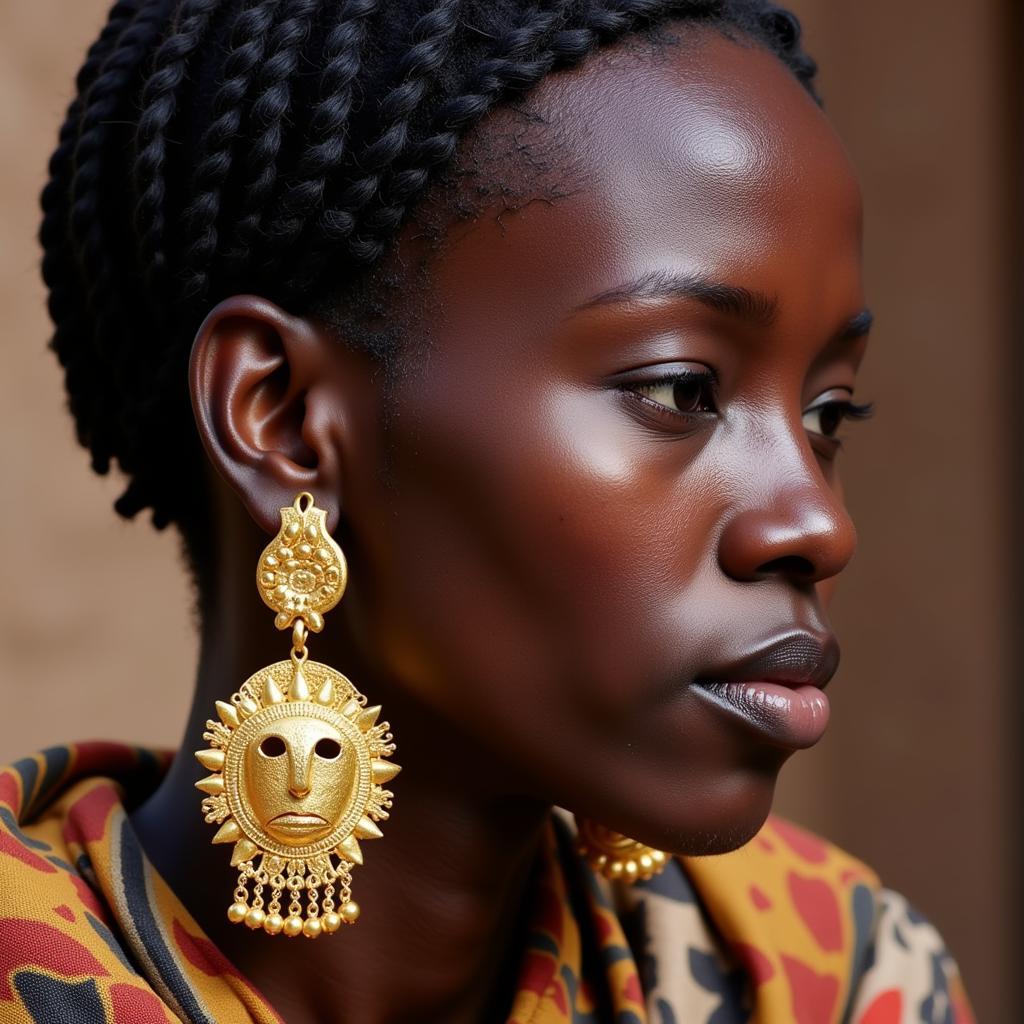 Fulani woman with traditional large gold earrings