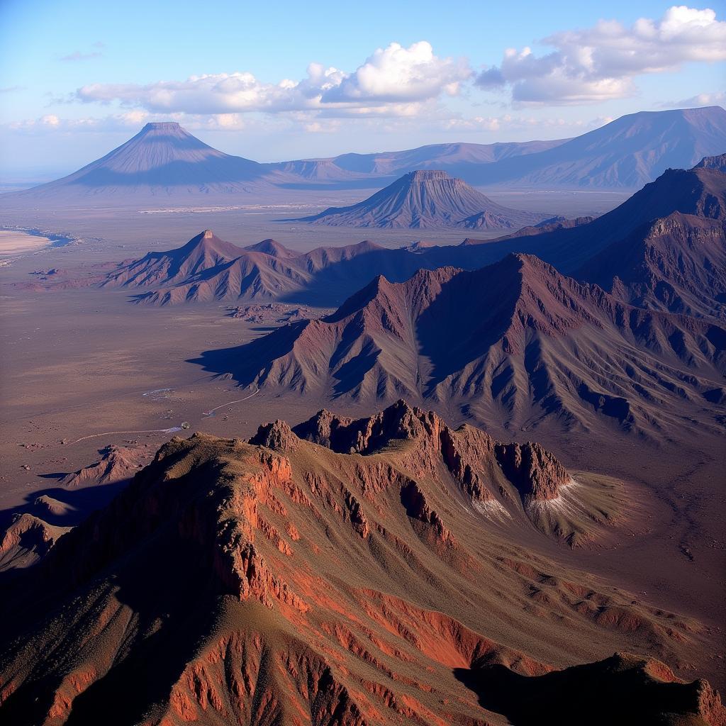 Unique geological formations within the Great African Rift Valley highlighting volcanic activity and fault lines