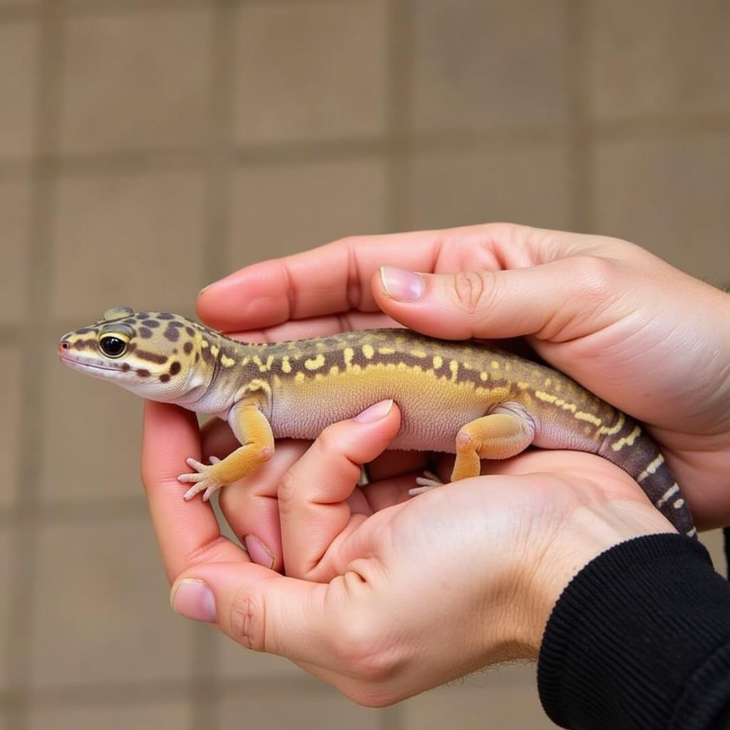 Handling an African Fat Tailed Gecko