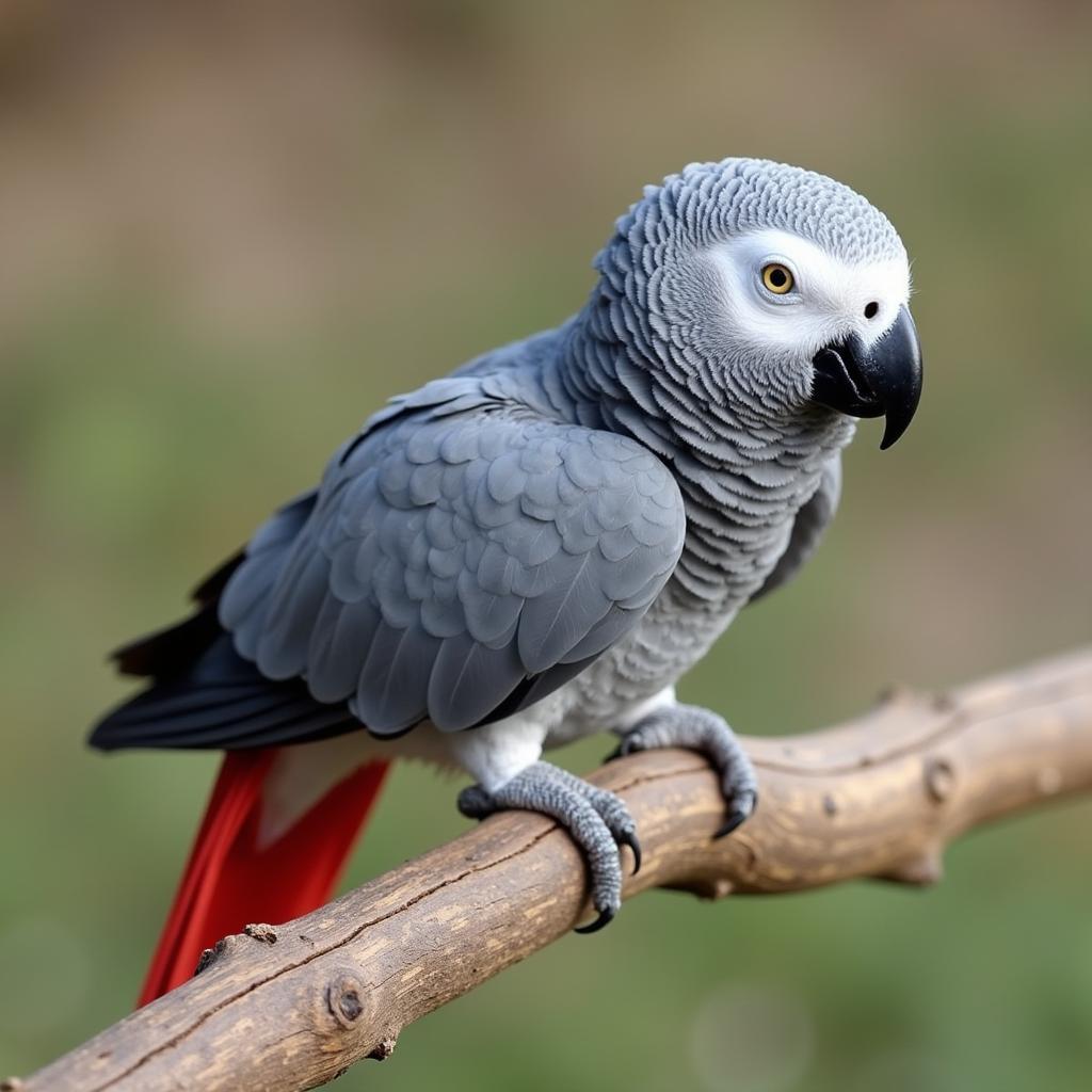 A healthy baby African grey parrot.