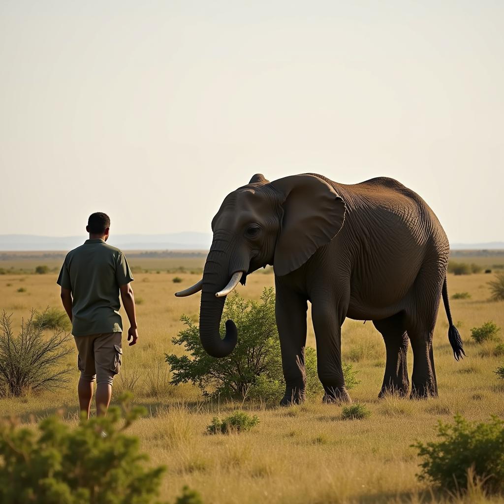 Human and Elephant Interaction in the African Savannah