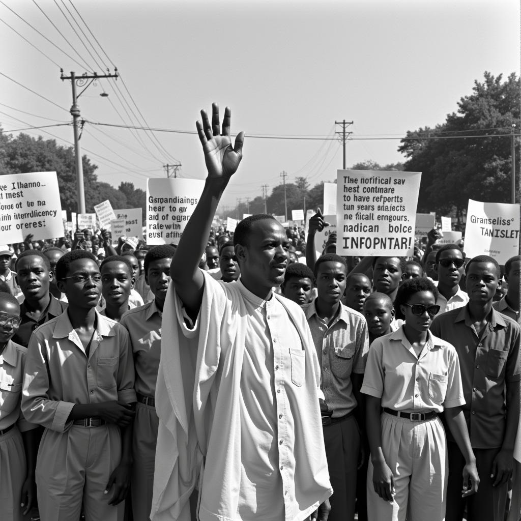 Kwame Nkrumah Leading a Peaceful Protest