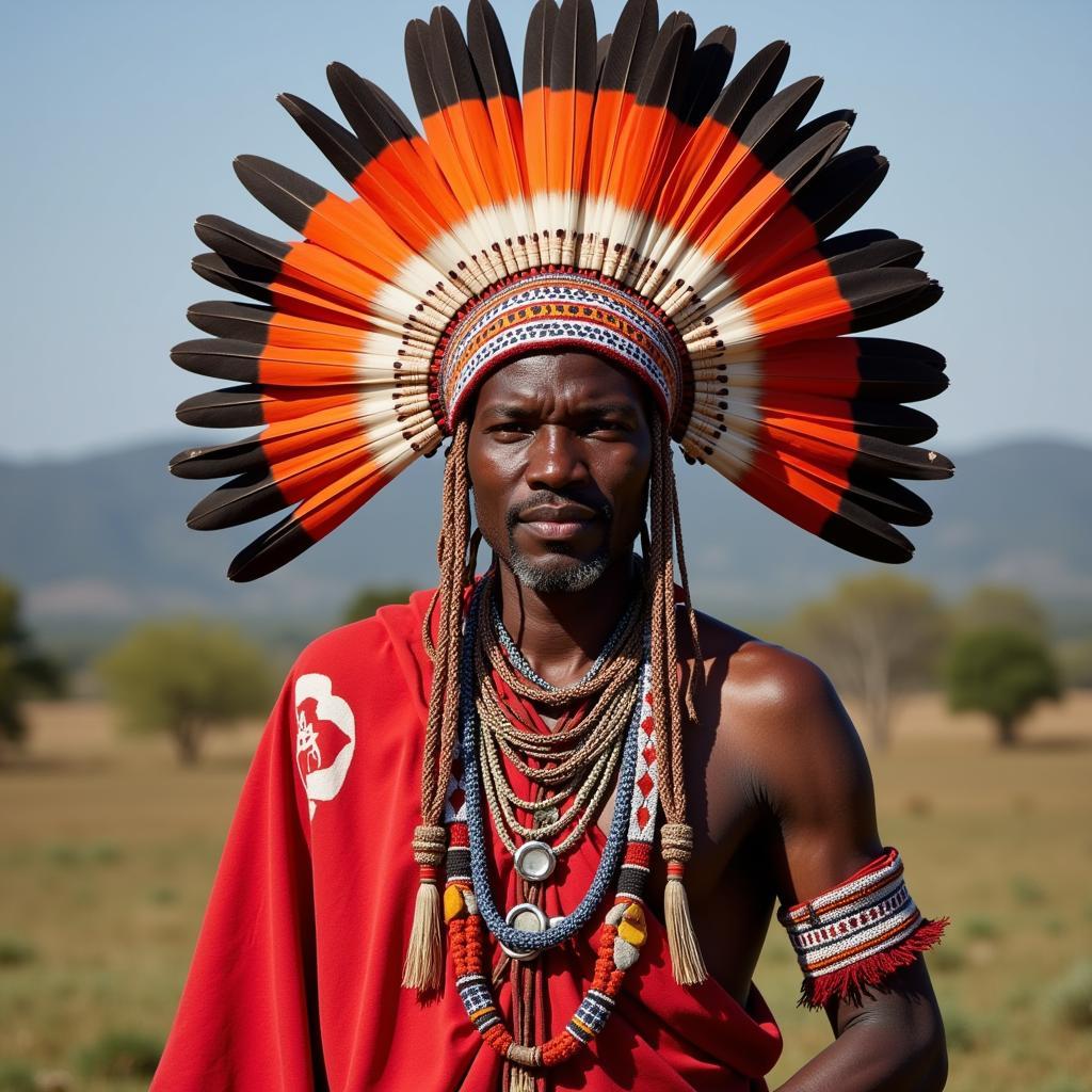 Maasai Warrior Feathered Headdress