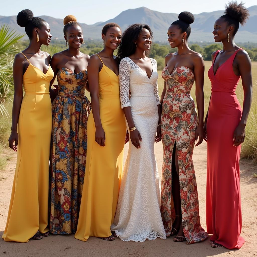 Modern African Bridesmaid Dresses at a South African Wedding