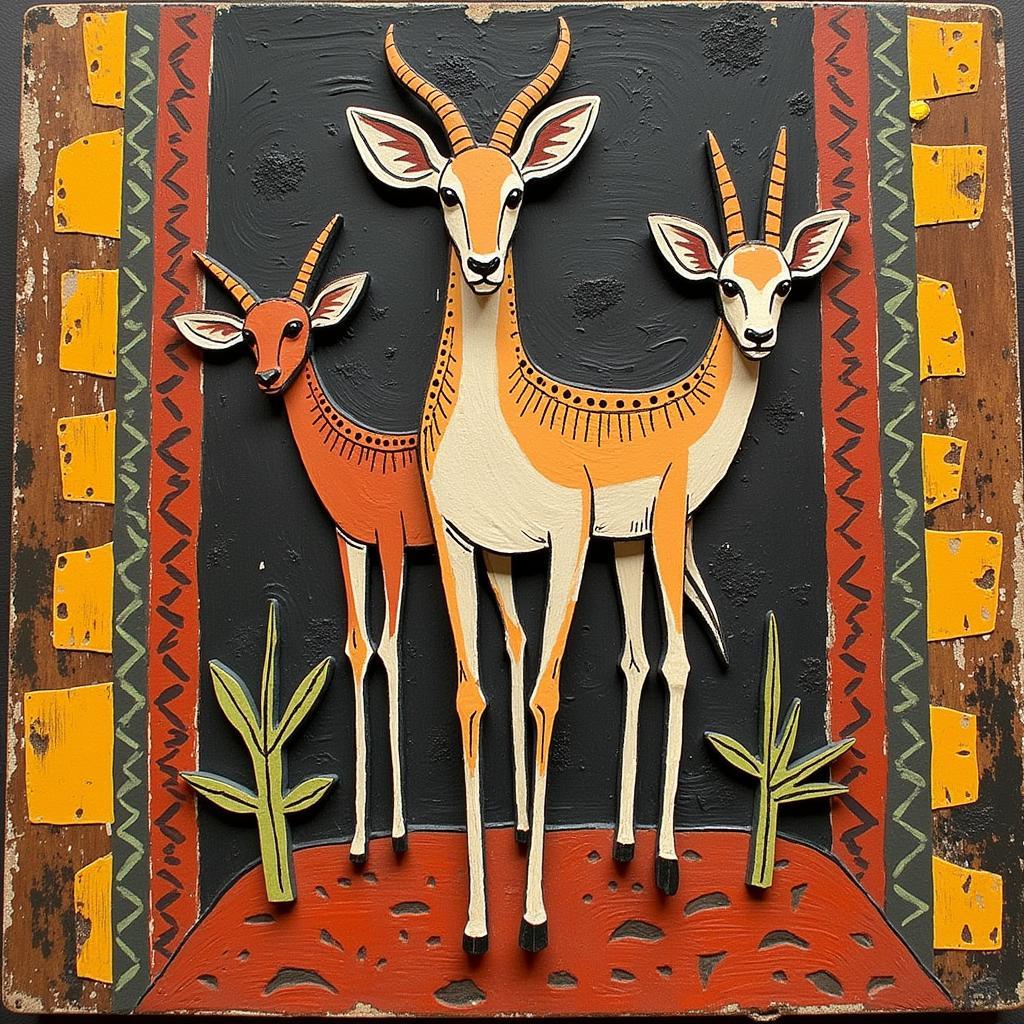 Modern African art featuring a gazelle