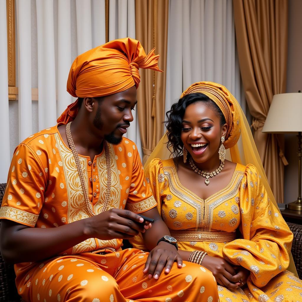 Nigerian Bride and Groom at a Traditional Wedding