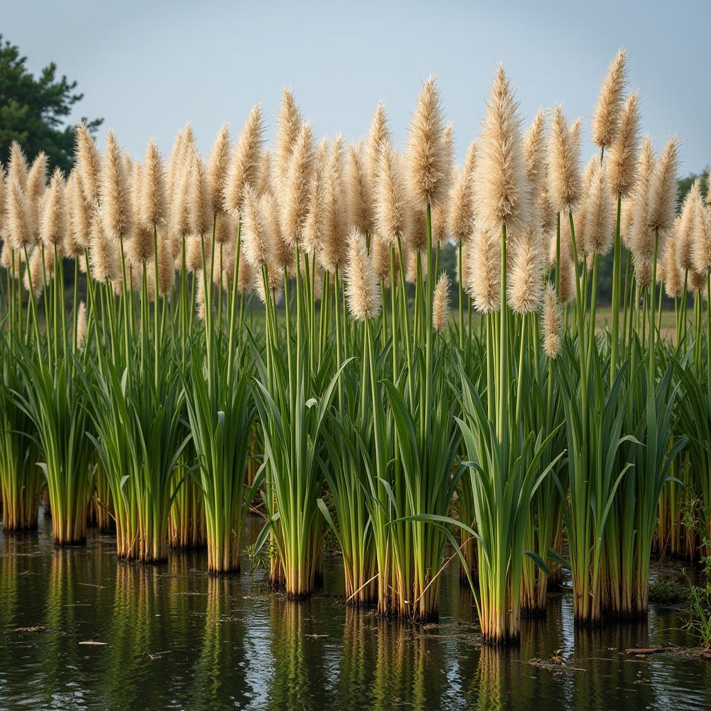 Papyrus Plants Thriving in an African Wetland