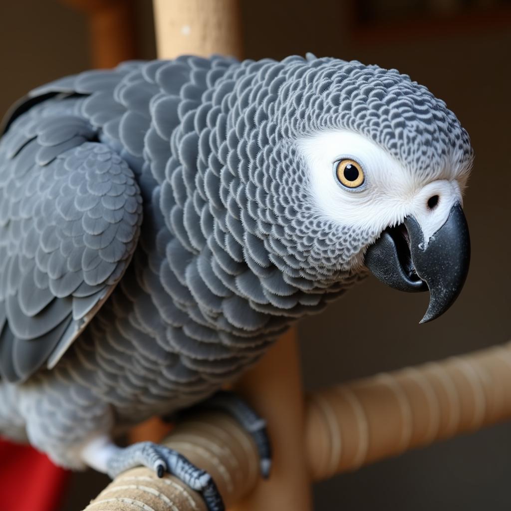 Senior African Gray Parrot Resting