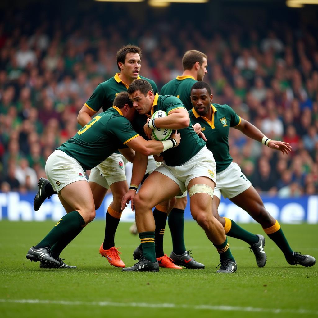 Springboks in Action During the 2007 Rugby World Cup Final