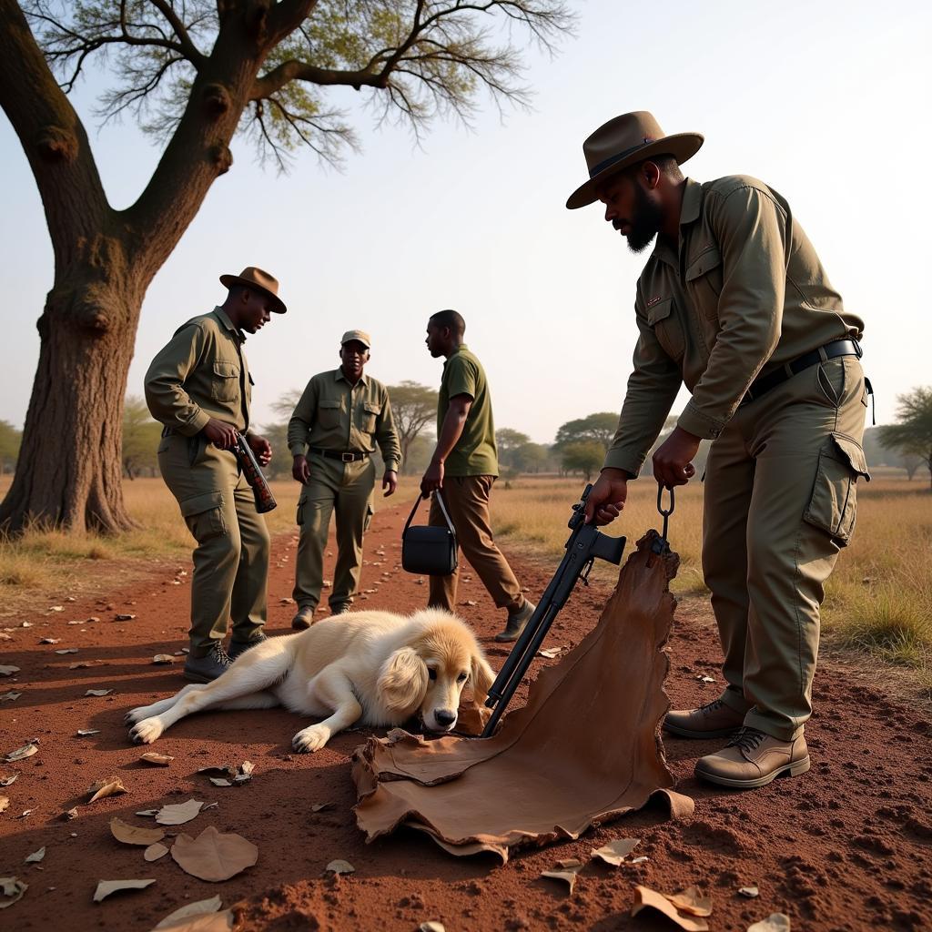 Image depicting the sustainable sourcing of African game skins through regulated hunting and conservation efforts.