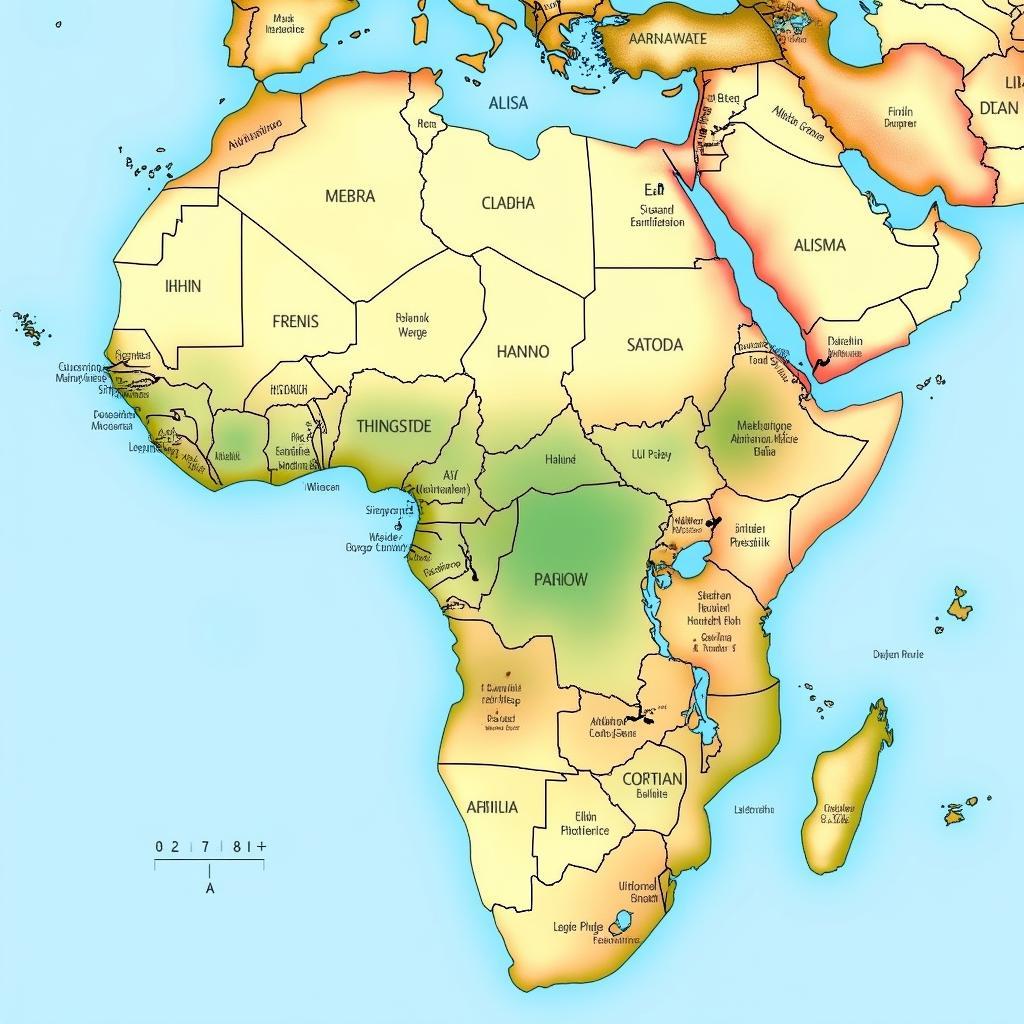 Map of Africa highlighting the Tropic of Cancer and the countries it traverses