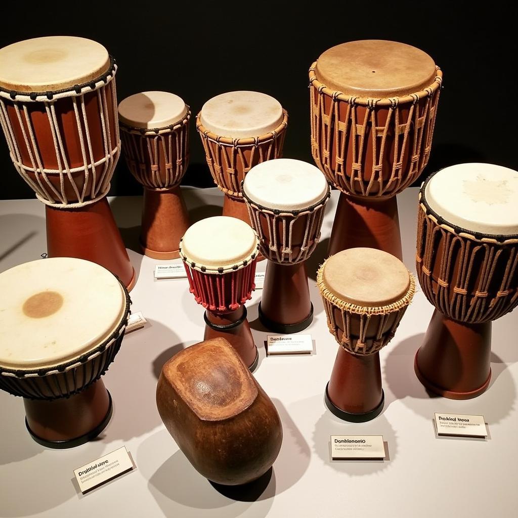 Various African Drums on Display