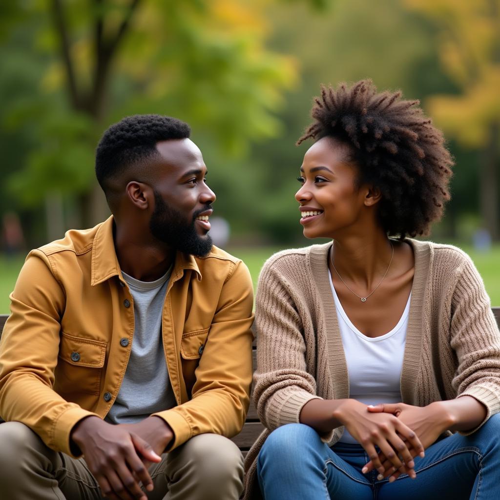 Young African Couple Talking Openly